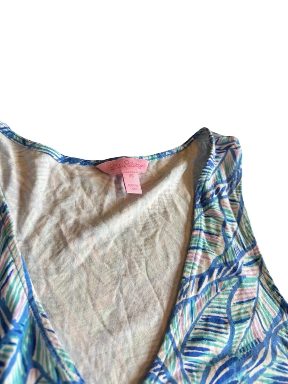 Lilly Pulitzer Paulina Jumpsuit Blue Lets Mango Leaf Stretch Tank Top Size XS